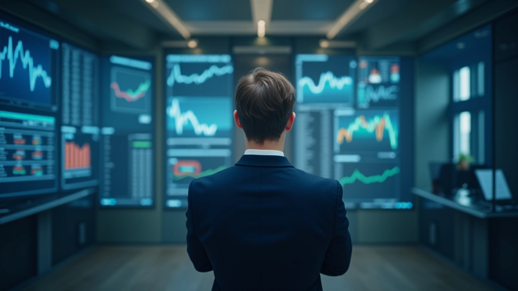 Moderne Finanzforschungseinrichtung mit Datenvisualisierungen und Marktanalyse