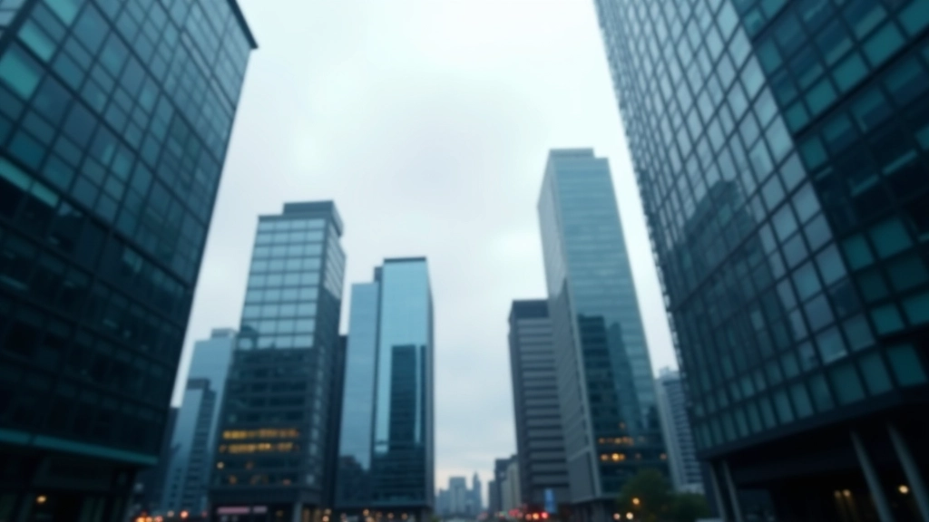 Modernes Finanzdistrikt-Bürogebäude mit Glas und Stahl-Architektur, symbolisiert das Finanzsystem